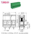 57A PCB-Schraubendeckblock 10,16 mm Tonhöhe Euro-Erhöhungserie 2-16 Pole UL Technische Daten