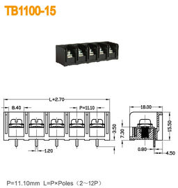 Schwarze Energie-Verteiler der Sperren-20A mit 2-12 Polen der Messing-PBT 11mm Neigung