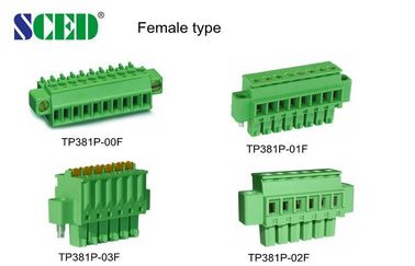 Weibliche 3.5mm Neigungs-steckbares Verteiler-Verbindungsstück 300V 8A 2-22 Polen PA66