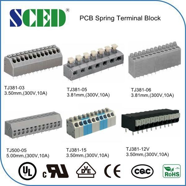 3.50mm PWB-Frühlings-Verteiler Grey Plastic Housing Brass Pin