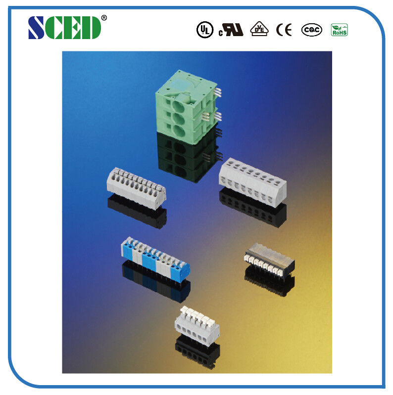 5.0mm Pcb Terminal Block Connectors 10A Green PA66 Brass 300V 2-28 Poles
