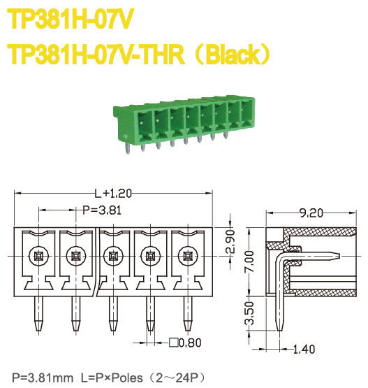 Messingstempel in Verteiler rechtwinklige 3.81mm werfen 300V/8A 2-24P