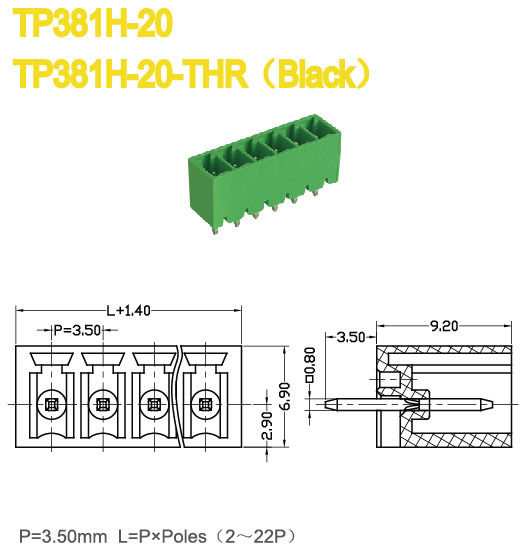 UL94-V0 Verteiler-Stecker-männliche Teile der Klassen-8A werfen 3.5mm 300V