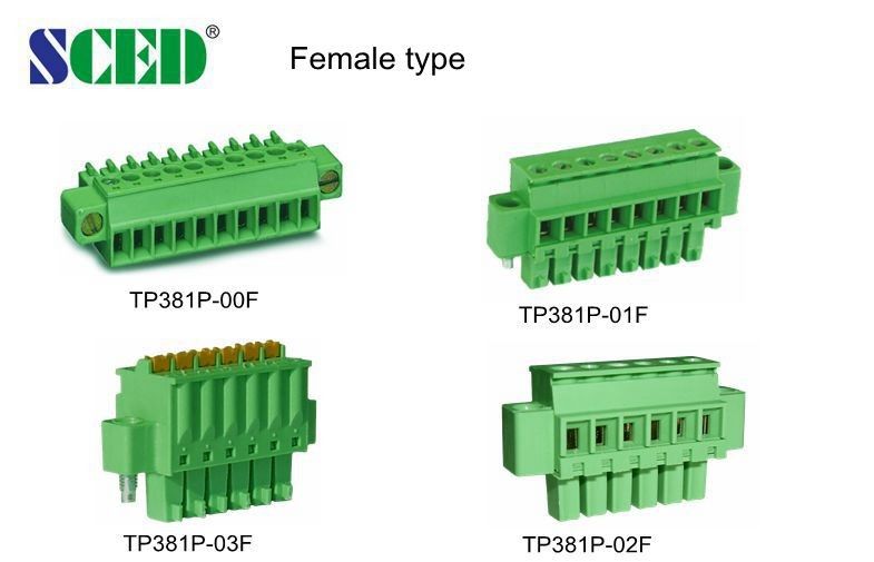 Grüner Abstand3.5mm steckbarer Verteiler weibliches 300V/8A UL94-V0