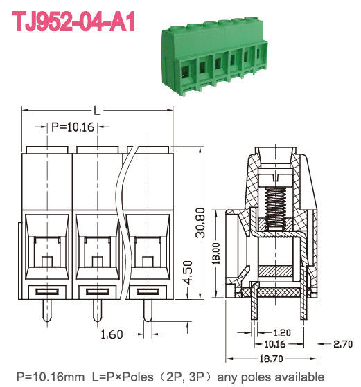 Kommunikations-Neigung 10.16mm Schraube des PWB-Schraubklemme-Klemmenblock-M4