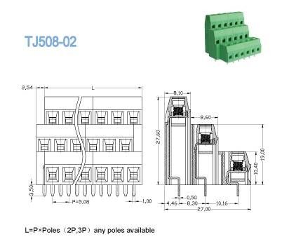 Messing-PCB-Schrauben-Terminalblock dreifache Ebenen Euro-Typ-Erhöhungsreihe