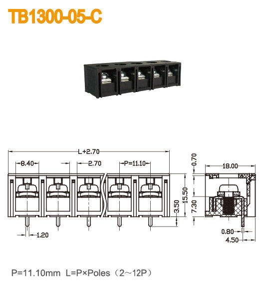 Schwarzer Verteiler der Sperren-40A für Schraube Polen/M4 Messing-PBT der Energie-Abdeckungs-2-18