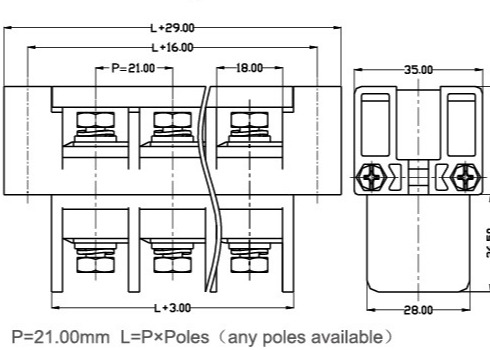 Zufuhr durch der Platten-180A Perforierung Berg-des Verteiler-21mm mit Plastikabdeckung