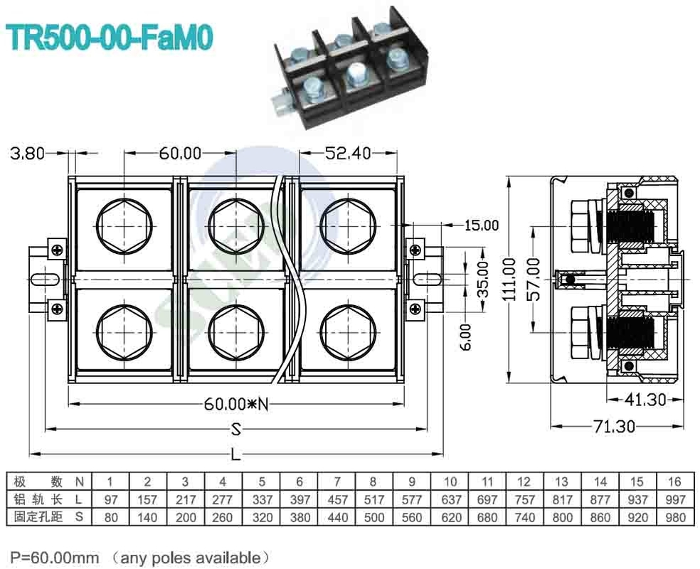60.00mm 600V PC UL94 M16 Endgeräte für industrielle Steuerung