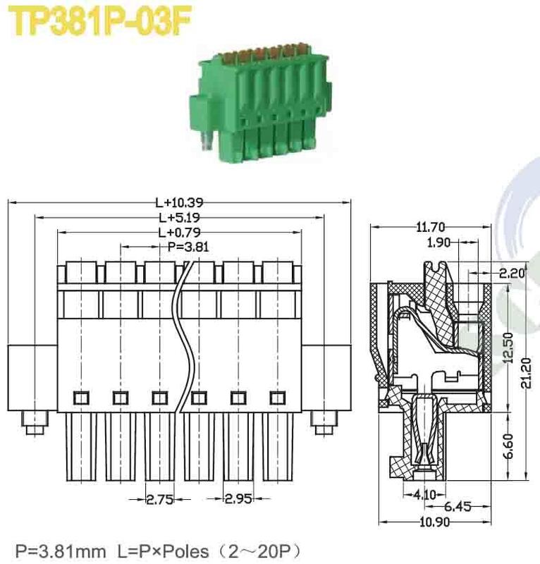 18A Current Rating Pluggable Terminal Block with Polyamide PA66 Housing and 150V Voltage for Reliable Electrical Connectivity