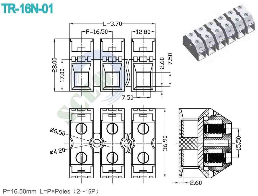 Gray Through Panel Terminal Blocks CE Certified Number Of Positions 2 To 24 Designed for Secure and Electrical Panel Wiring Solutions