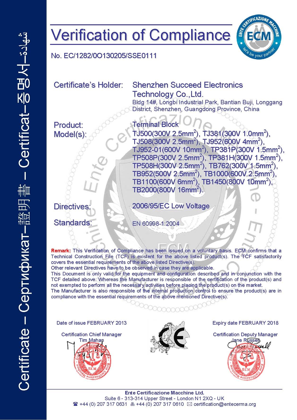 China SCED ELECTORNICS CO., LTD. Zertifizierungen
